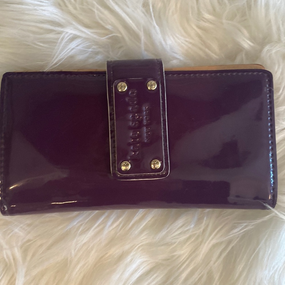 Kate Spade Eggplant Patent Leather Wallet.
